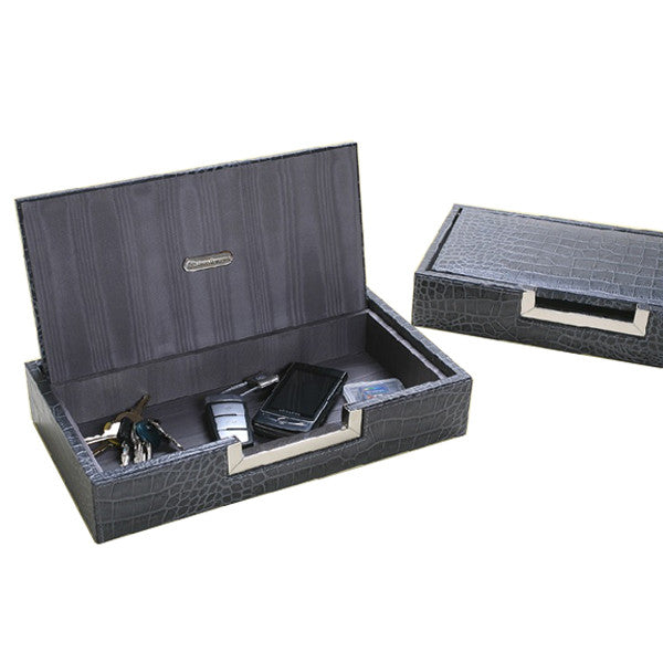 PREMIER GREY CROCCO LEATHER BOX BY RENZO ROMAGNOLI - Luxxdesign.com