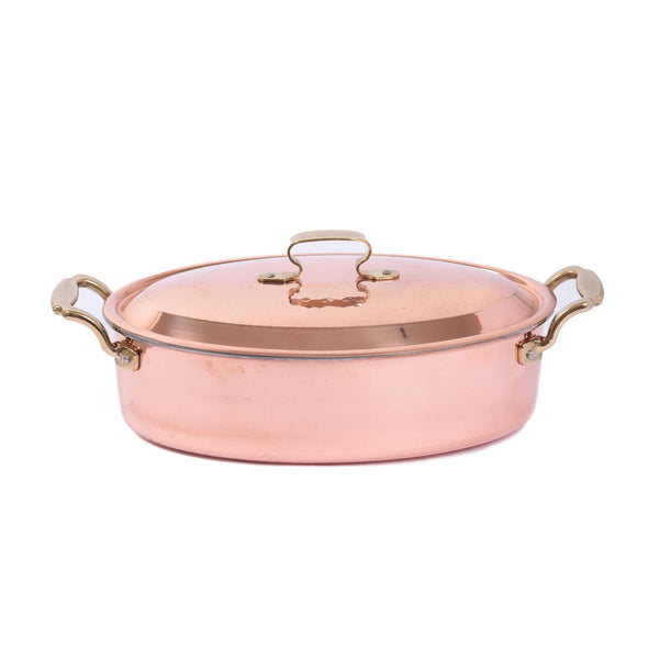 COPPER OVAL CASSEROLE WITH LID