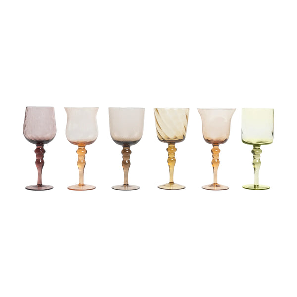 DISEGUALE SET 6 GOBLET TEXTURE AMBER/PINK