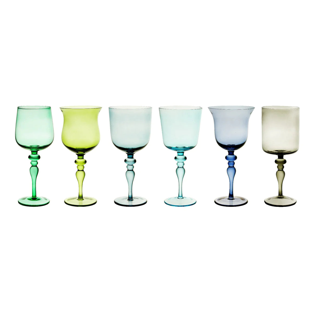 DISEGUALE SET 6 GOBLET ADORNED STERN MIXED SHAPES