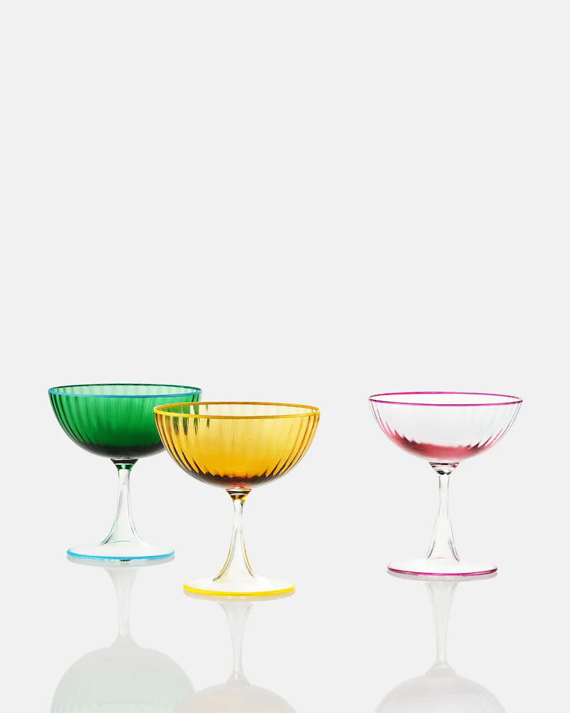 STRIPPED CHAMPAGNE GLASS SET OF 2