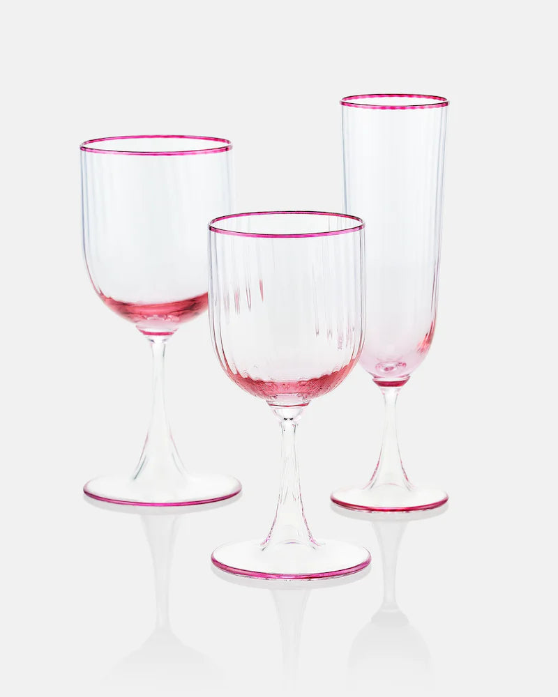STRIPPED FLUTE GLASS SET OF 2