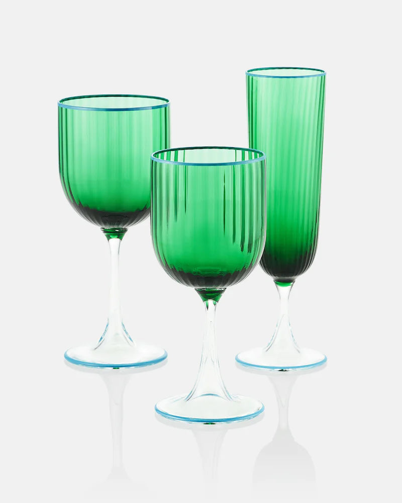 STRIPPED FLUTE GLASS SET OF 2