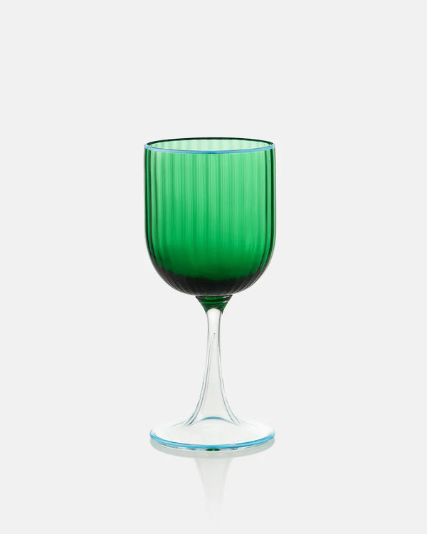 STRIPED RED WINE GLASS SET OF 2 GREEN