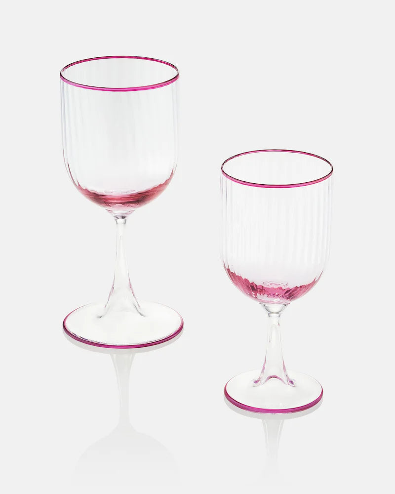 STRIPPED WHITE WINE GLASS SET OF 2