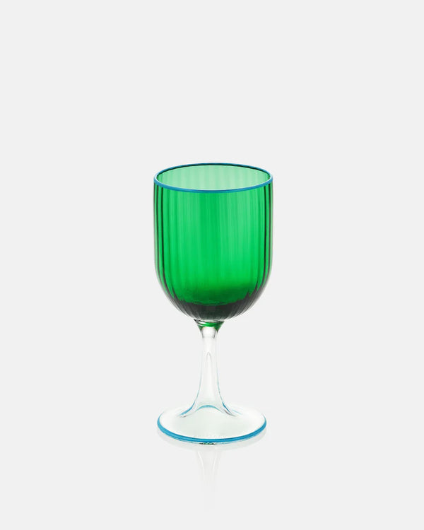 STRIPED WHITE WINE GLASS SET OF 2 GREEN