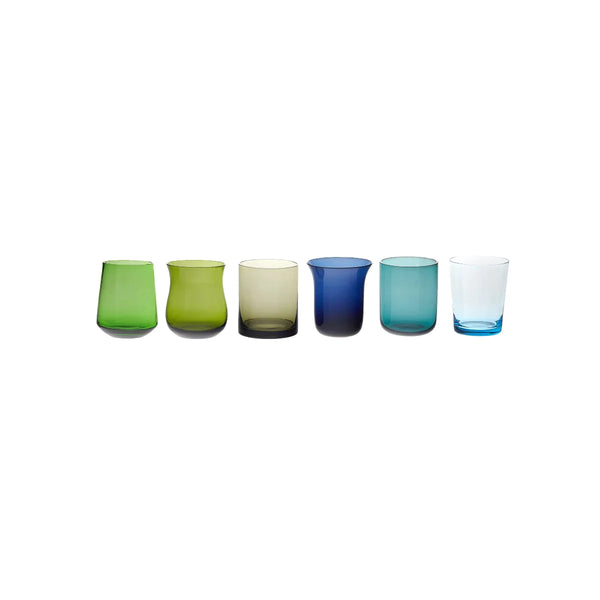 DISEGUALE SET 6 TUMBLER MIXED SHAPES BLUE/GREEN