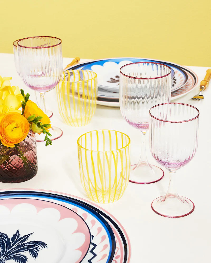 STRIPPED WHITE WINE GLASS SET OF 2