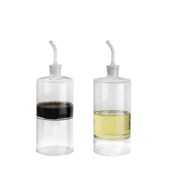STILE SET OF OIL AND VINEGAR GLASS BOTTLES