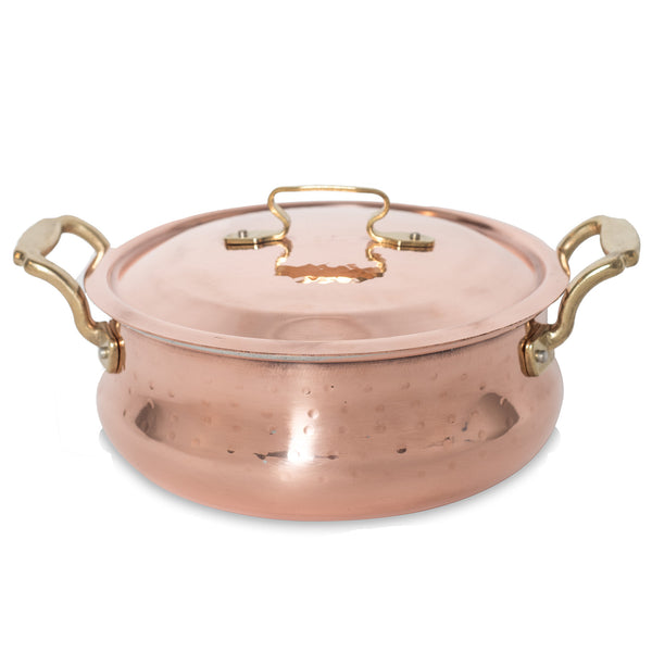 COPPER ROUNDED CASSEROLE WITH LID