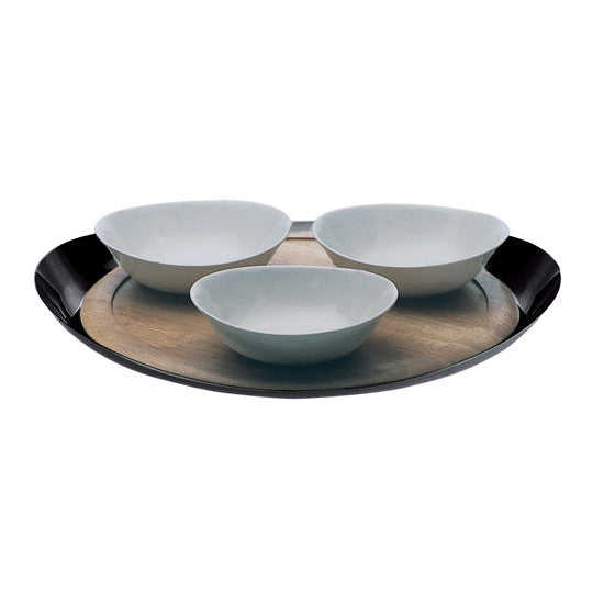 DUE ORO NERO TRAY & 3 CHINA BOWLS BY MEPRA - Luxxdesign.com