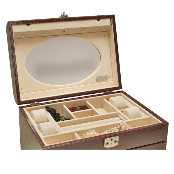 FASHION JEWELLERY CASE BURGUNDY CROCCO BY RENZO ROMAGNOLI - Luxxdesign.com - 2