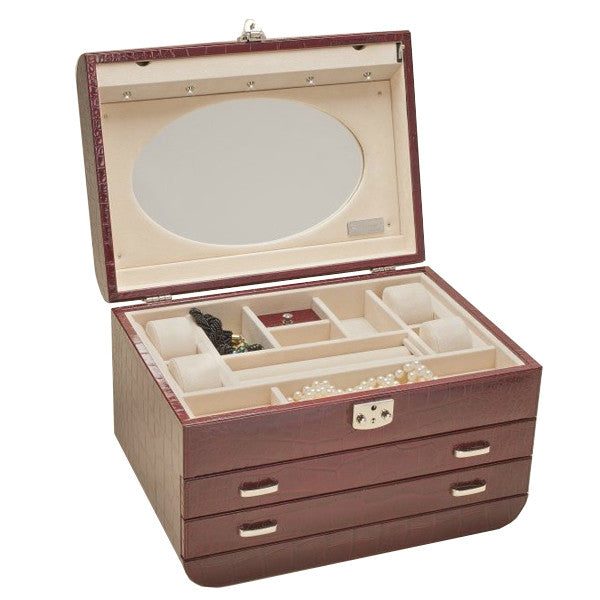 FASHION JEWELLERY CASE BURGUNDY CROCCO BY RENZO ROMAGNOLI - Luxxdesign.com - 3