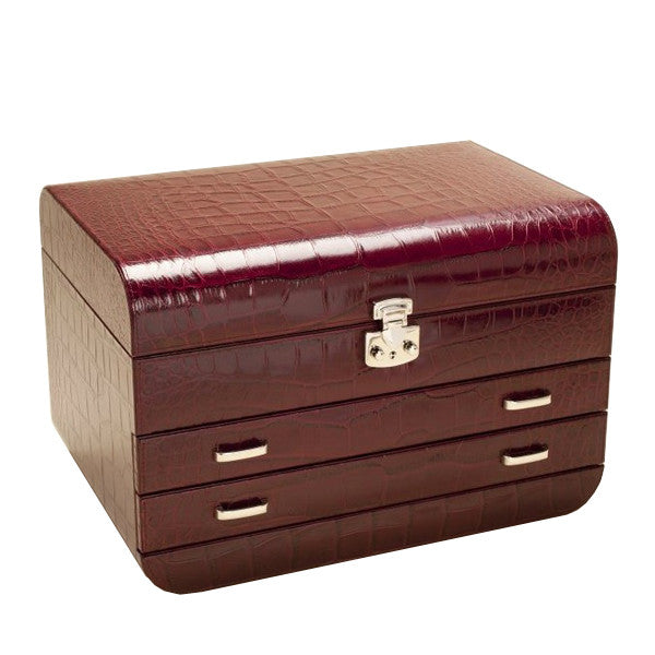 FASHION JEWELLERY CASE BURGUNDY CROCCO BY RENZO ROMAGNOLI - Luxxdesign.com - 4
