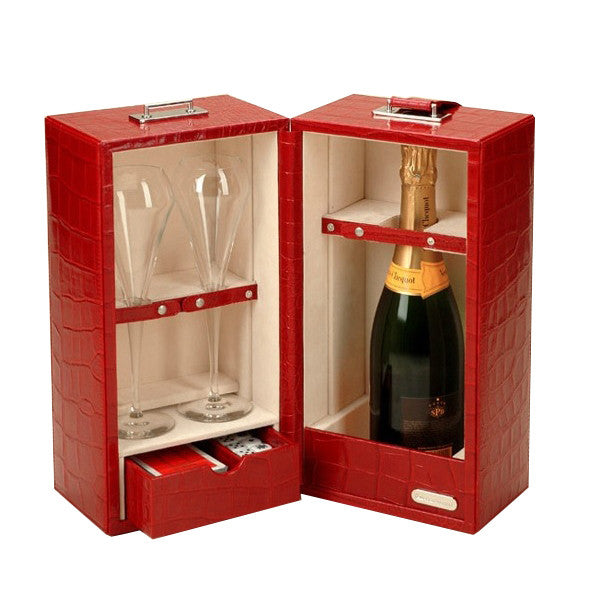RED LEATHER HEMINGWAY CHAMPAGNE SET BY RENZO ROMAGNOLI - Luxxdesign.com - 1