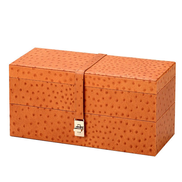 KEOPE DOUBLE WATCHES CASE OSTRICH HONEY BY RENZO ROMAGNOLI - Luxxdesign.com - 2