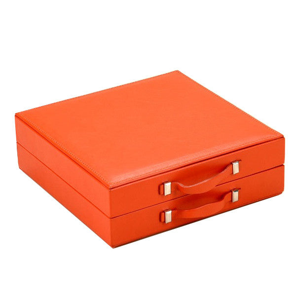 KEOPE TRAVEL WATCHES CASE ORANGE LEATHER BY RENZO ROMAGNOLI - Luxxdesign.com - 2