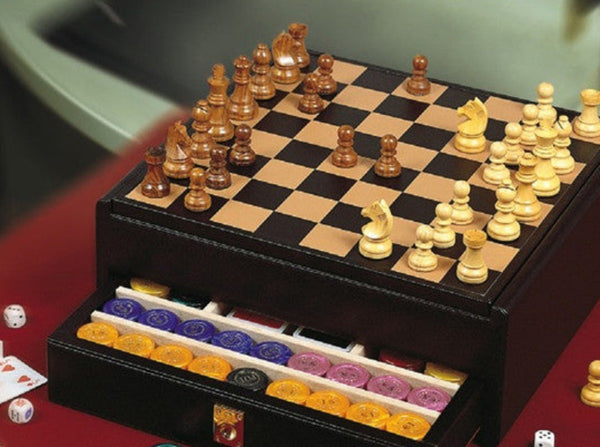 MIRAGE BLACK LEATHER CHESSBOARD BY RENZO ROMAGNOLI - Luxxdesign.com