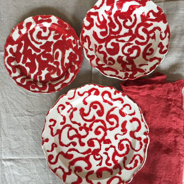 GIOVANNA LA FALCE - Red Flowers Set of 3 Plates
