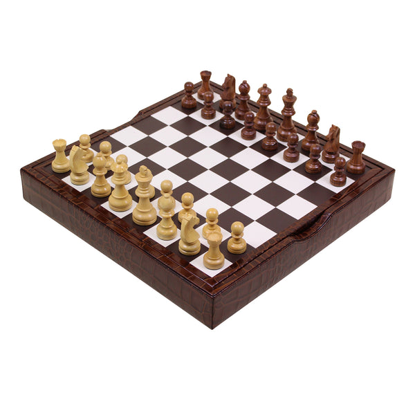 BROWN LEATHER CHESSBOARD