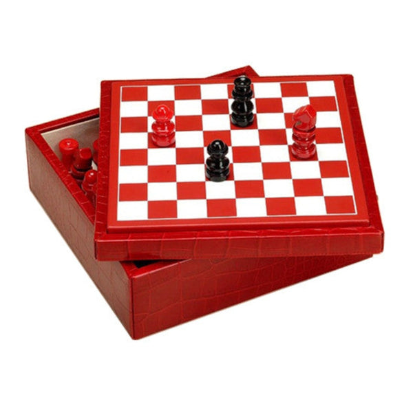 RED CROCODILE LEATHER CHESSBOARD BY RENZO ROMAGNOLI - Luxxdesign.com -