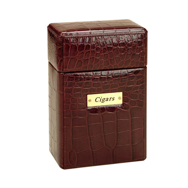 BROWN LEATHER CROCCO VERTICAL CIGAR BOX BY RENZO ROMAGNOLI - Luxxdesign.com