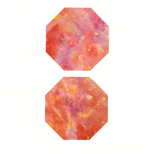 SET OF 2 HAND PAINTED DAFNE OCTAGONAL PLACEMATS