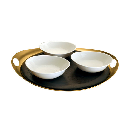 DUE ICE ORO TRAY & 3 CHINA BOWLS BY MEPRA - Luxxdesign.com
