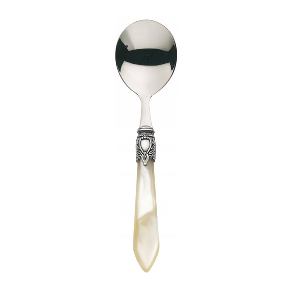 OXFORD OLD SILVER-PLATED RING 6 SOUP SPOONS IVORY