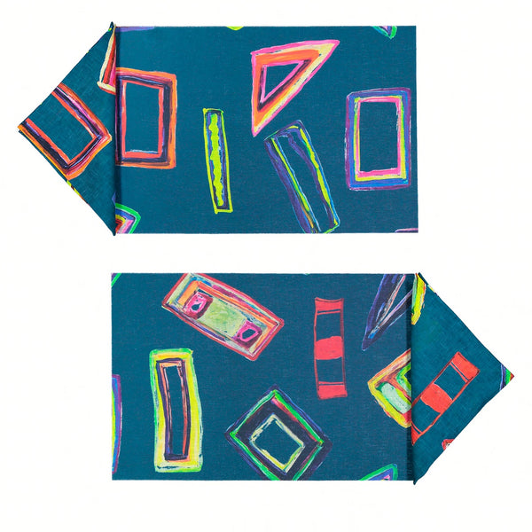 SET OF 2 SPACE SHAPES PLACEMATS AND NAPKINS IN AVOCADO