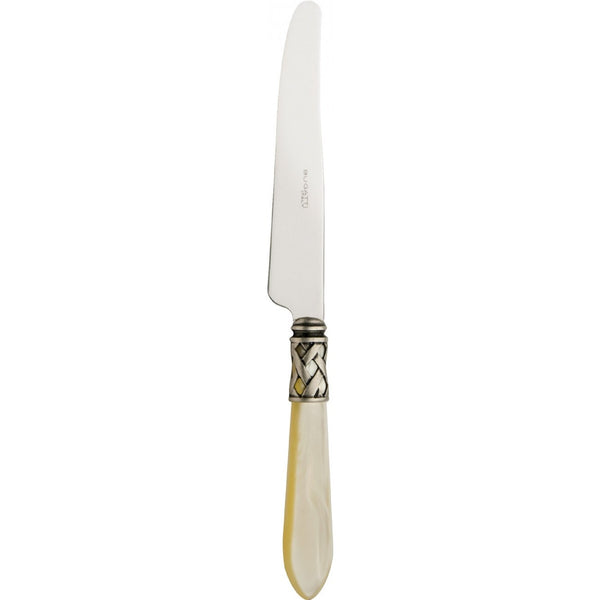 ALADDIN OLD SILVER-PLATED RING 6 TABLE KNIVES IVORY
