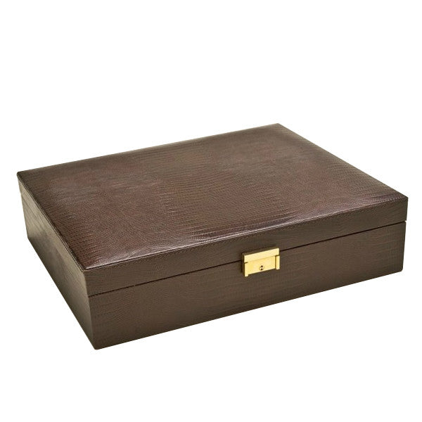 BROWN THESIUS TIE AND CUFFLINKS CASE BY RENZO ROMAGNOLI - Luxxdesign.com