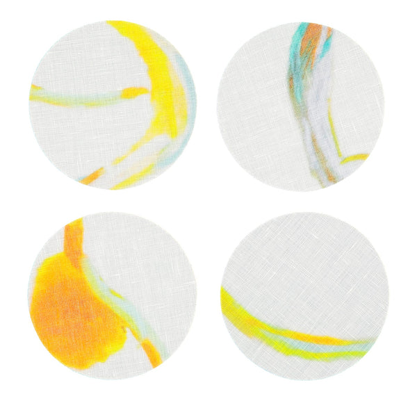 SET OF 8 LIGHT FLUX COATED COASTERS IN WHITE